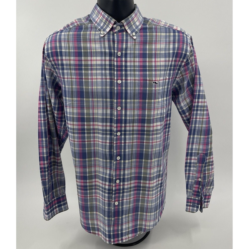 Vineyard Vines Classic Fit Tucker Shirt Men Size M Plaid Long Sleeve 100% Cotton - Picture 3 of 6